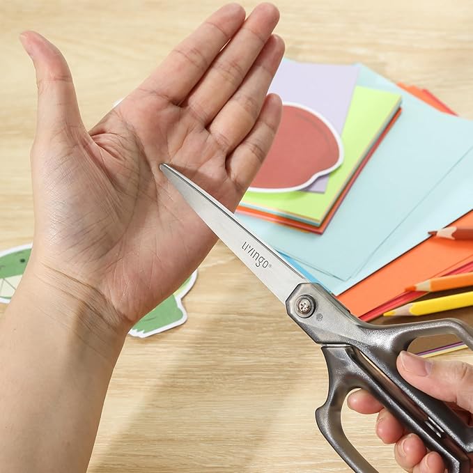 LIVINGO Scissors All Purpose for Office - 3 Pack 8 Inch Sharp Stainless Steel Heavy Duty Fabric Paper Cutting Shears for Crafts, Sewing School Home Use