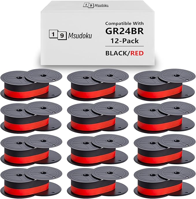 12 Pack Calculator Ribbon Compatible for Canon MP11DX Calculator Ink Ribbon Red/Black Compatible with Porelon 11216, Sharp EL-1197PIII, Casio DR-210R, Canon MP11DX MP25DV