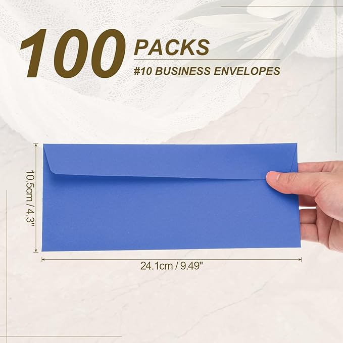 PATIKIL 100 Pack Light Sky Blue #10 Business Envelopes, Colored Self Seal Letter Size Envelopes for Business Mailing Office Checks Invitation, 4-1/8 x 9-1/2 Inches