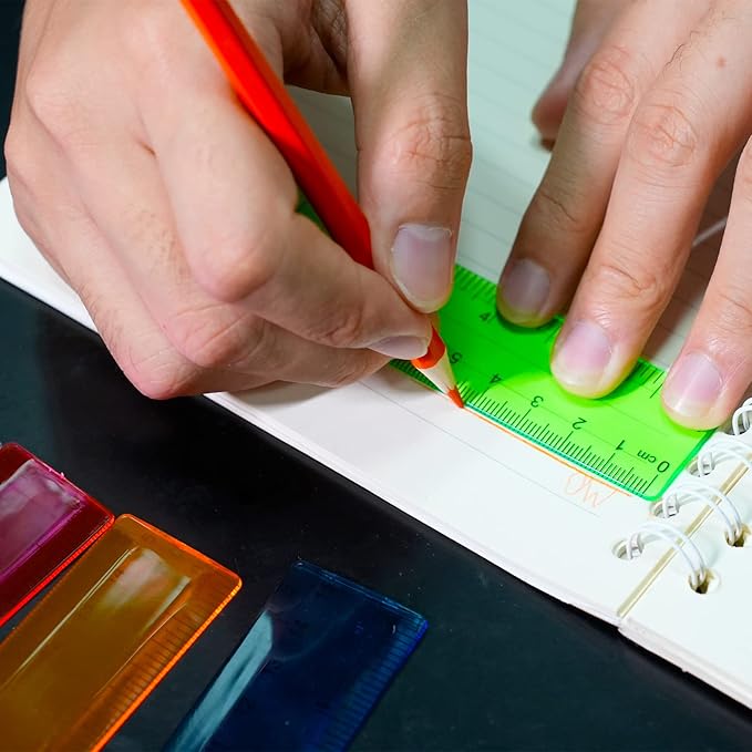 14 Packs 6 Inch Small Rulers for Kids, Plastic School Ruler with Inches and Centimeters, Assorted Colors