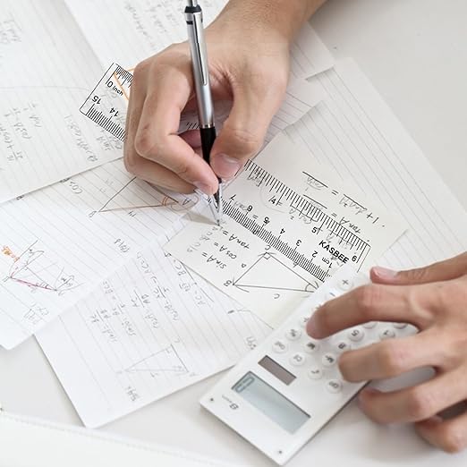 Plastic Rulers, 6 Inch Ruler, 12 Inch Ruler, Clear Ruler with Centimeters and Inches, Straight Plastic Ruler Set for Students School and Office