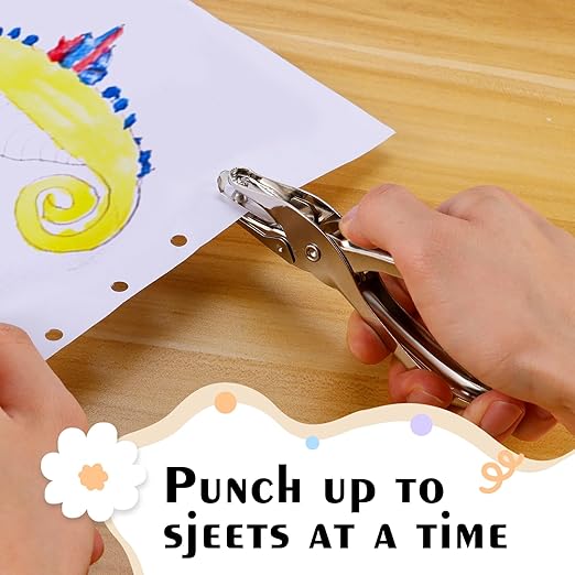 24 Pack 1 Hole Punch 1/4 Inch Single Hole Puncher Metal 5 Sheet Capacity Single Hole Punch Set Silver Paper Punches for Office Perforating Machines Craft Paper Tags Clothing Ticket DIY