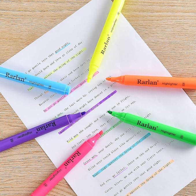 Rarlan Highlighters, Chisel Tip, Assorted Fluorescent, 72 Count Bulk Pack