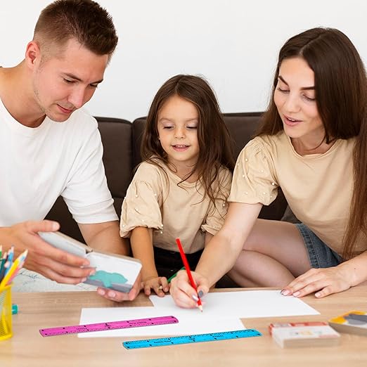 Vin Beauty 2 Pcs Flexible Ruler 30cm/12in Bendable Scale Ruler Plastic Clear Straight Edge Ruler Soft Shatterproof Ruler for Kids Students School Classroom Adults Office Stationary (Pink, Blue)