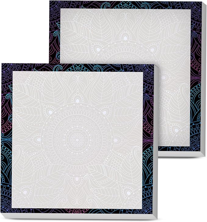 Sticky Notes, 2 Pads, 3x3 inches, Cute Colorful Fun Self-Stick Note Pads, Easy Post, Strong Adhesive Notepad Ethnic Mandala