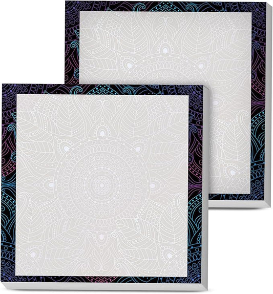 Sticky Notes, 2 Pads, 3x3 inches, Cute Colorful Fun Self-Stick Note Pads, Easy Post, Strong Adhesive Notepad Ethnic Mandala