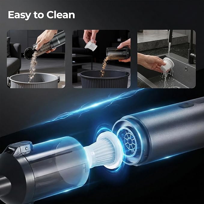 EPROEON EV1396 Cordless Handheld Vacuum Cleaner - 100W 16000Pa Powerful Suction, 14-24min Runtime, Multi-Nozzles & Floor Brush for Home, Car & Narrow Spaces