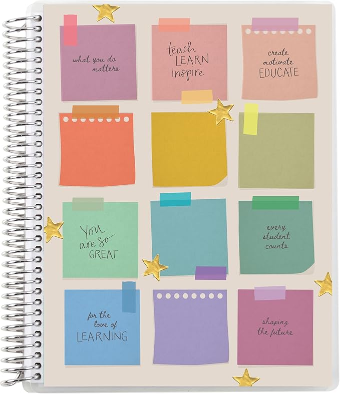 Erin Condren 8.5" x 11” Lined Spiral Notebook, College-Ruled Layout with 80 Lb. Paper, Motivation Notes Cover, 160 Lined Notebook Pages, Platinum Coil, Stickers Included