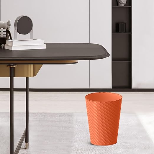 Bathroom Trash Can, 3 Pack 1.8 Gallons Small Trash Can with Trash Bags, Bathroom Garbage Can, Plastic Trash Bin, Round Waste Basket for Bedroom, Office, Kitchen, Compact Space (Orange)