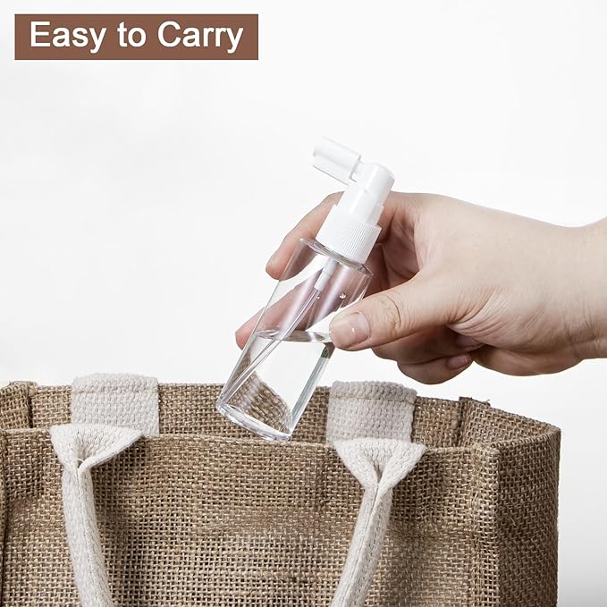 Yebeauty 6 Pack 60ml/2oz Refillable Travel Size Spray Bottle Plastic Long Mouth Mini Spray Bottles Empty with Tight Cap Reusable Atomizers for Gardening Perfumes Mouthwash, Clear Fine Mist Bottle