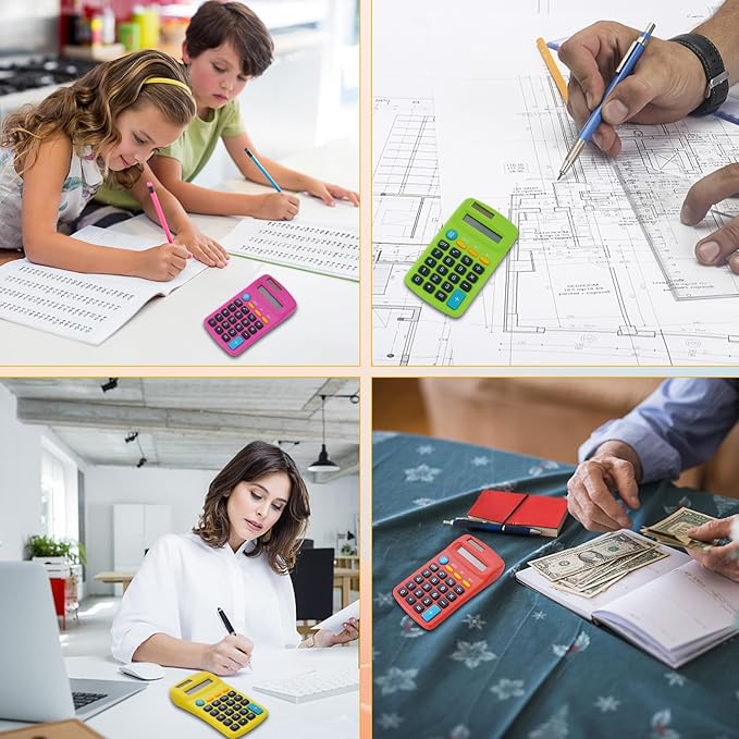 12 Pieces Pocket Calculators,Pocket Mini Calculators,8 Digit Display Basic Calculator,Solar Battery Dual Power Function Calculator for Students Kids Home Office (Multicolor, 12 Pieces)