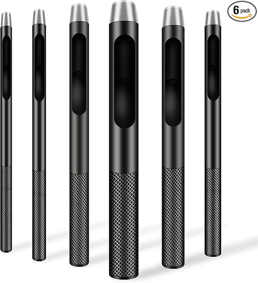 6PCS Leather Hole Punch Set (1.5mm-5mm) | Industrial Grade Stainless Steel Belt Hole Puncher for Leather Craft, Watch Bands, Gasket Belts | Hand-Polished Sharp Blades & Durable Design