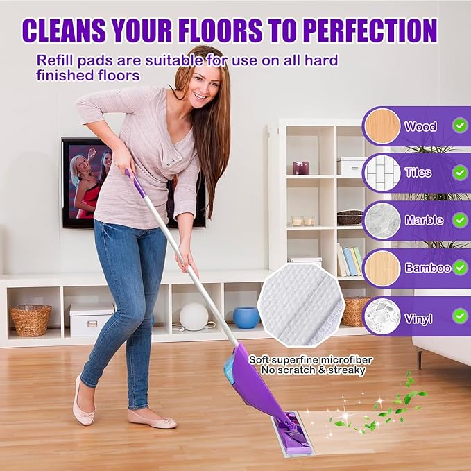 80 Count WetJet Pads Refill Compatible with Swiffer WetJet Spray Mop, Wet Jet Mopping Pads for All Purpose Multi Surface Hardwood Floor Cleaning, 4 Layers Thickened and Super Absorbent.