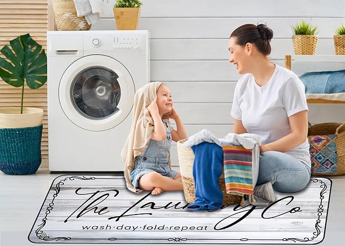 Laundry Room Rug Runner 20"X59" Non Slip Farmhouse Mats Organization and Washable Floor Long Rugs for Laundry Room Accessories Mudroom Kitchen Bathroom Area Rugs Decor