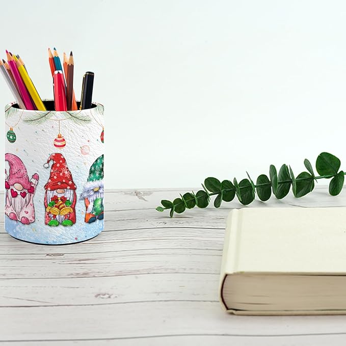 Gnomes Pen Holder Pencil Organizer Cute Pencil Cup Desk Decor Makeup Brush Holder PU Multifunctional Office Suppliesfor Home Classroom School