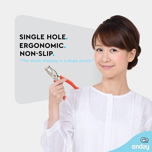 Single Hole Punch Metal Red, 1/4” Hole Puncher with Soft Grip Handles for Paper and Crafts Round Circle Shape, for Kids and Adults, Also Available in Green, Pink, Purple, Blue, Grey, 1 Pc – by Enday