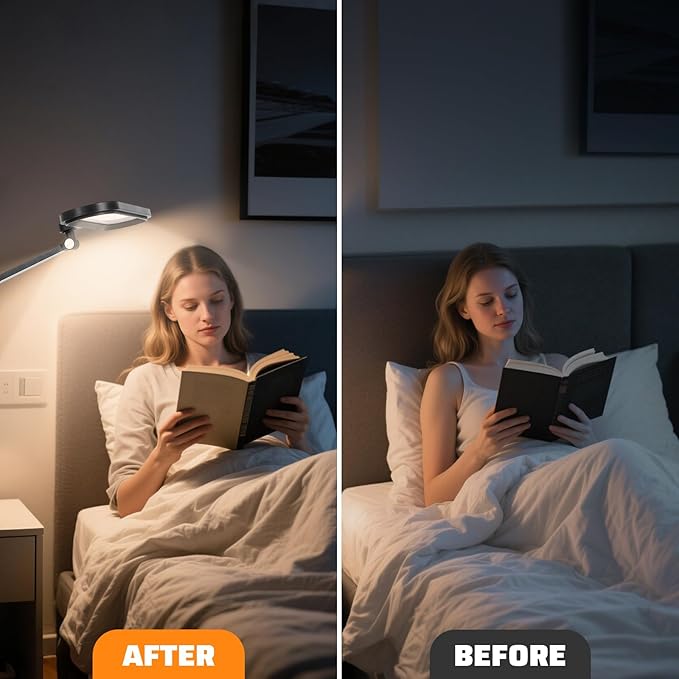 Desk Lamp for Home Office, Video Conference Light with Adjustable Arm, LED Desk Lamp for Working, Studying and Reading, Large Lighting Range, 10 Brightness Levels