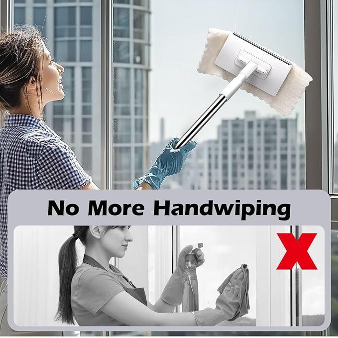 Mini Sweeper Mop,Masthome Reusable Clamp Mop with Short Stainless Steel Handle,1 Second Installation,Flat Dust Mops for House Wall,Bathroom, Windows, Corners, Includes 1 Sweeping Cloth