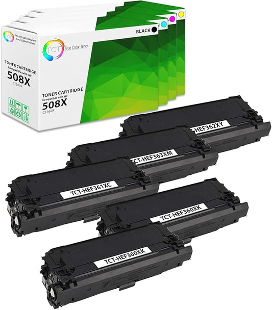 TCT 508X Toner Cartridge 5 Pack - Compatible Replacement for HP 508X High Yield Works with HP Laserjet M552 M553dh Printers (B, C, M, Y)