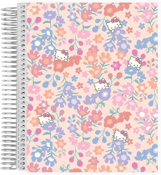 Erin Condren 7" X 9" Spiral Bound Productivity Notebook, Hello Kitty Meadows, Functional 160 Lined Page and 80Lb Thick Paper Spiral Notebook, Stickers Included