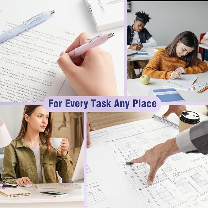 6-Pack 0.7mm Mechanical Pencils with Macaron Colors, Built-In Eraser, Copper Tip, Easy-Load Lead, Metal Clip, Soft Grip, for School, Office, Sketching, Drafting