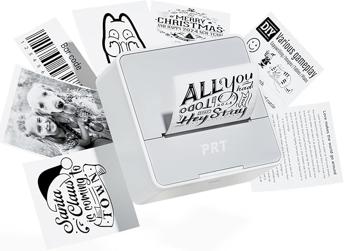 PRT S2 Mini Desktop Label Printer Portable Thermal Printer Sticker Maker Bluetooth Connection Mini Label Maker with 1 Roll of Stickers for Printing Study Notes Small Printer for Home Use