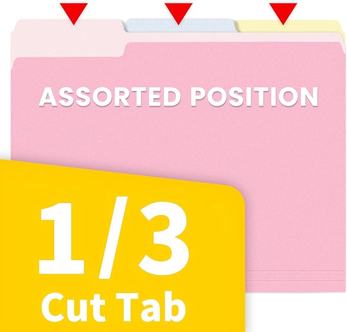 SUNEE File Folders, 18 Pack Manilla Folders 8.5 x 11, Colored Folder Office Organization Home School Folders for Documents Files Paper, 6 Bright Colors