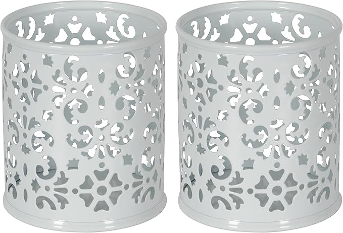 EasyPAG Metal 2-Piece Pen Holder Set Desk Accessories & Workspace Organizers for Classroom, School & Office,White