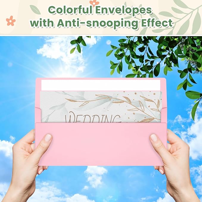 Colorful #10 Business Envelopes Self Seal 200 Pack, Colored Envelopes Letter Size, Standard Mailing Envelope for Office, Checks, Letters, Invoices, Statements, Wedding, 4-1/8 x 9-1/2 inch