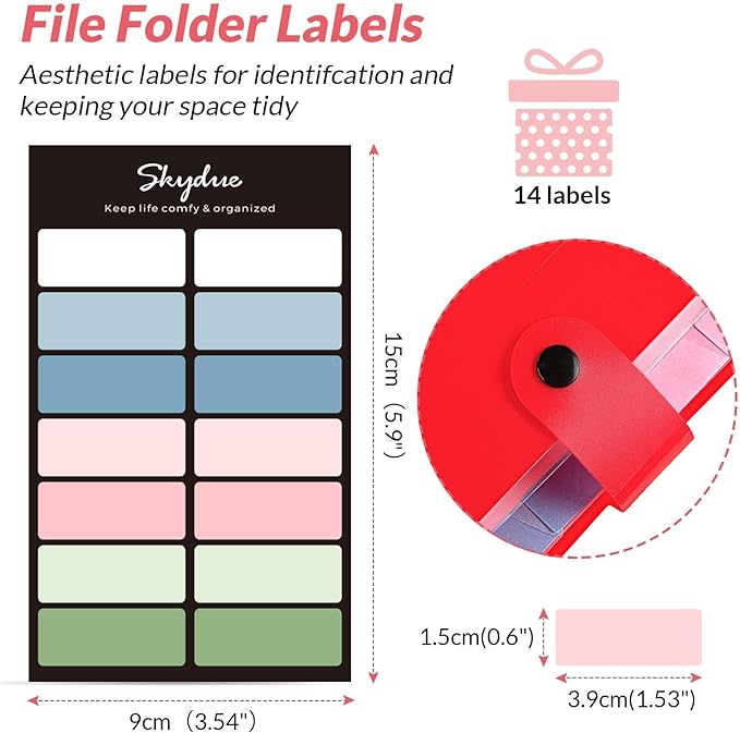 SKYDUE 8 Pockets Expanding File Organizer, Expandable File Folders with Pockets, Portable Document Paper Organizer, A4 Letter Size Filing Folder, Snap Closure, Red