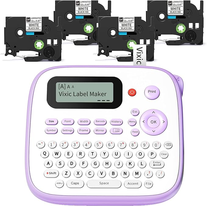 Vixic Label Maker Machine with Tapes, D210S Portable Label Maker, Label Machine with USB-C to Stay Powered, Labeler Features Chain Print to Reduce Label Wastes for Home Kids Items Office Organization