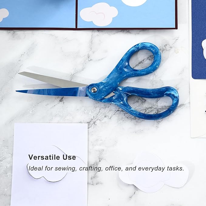 LIVINGO Scissors All Purpose - 8" Sharp Heavy Duty Shears for Office Crafting DIY Cutting Paper, Fabric, Stainless Steel, Comfort Grip, Gradient Blue