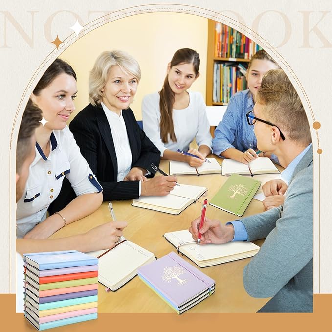 10 Pack Lined Journal Notebook A5 Leather Hardcover Journals for Writing 200 Pages 10 Colors Notepad for Travel Work School Office Business Note Taking Diary 5.7" x 8.3" (Vibrant Color)