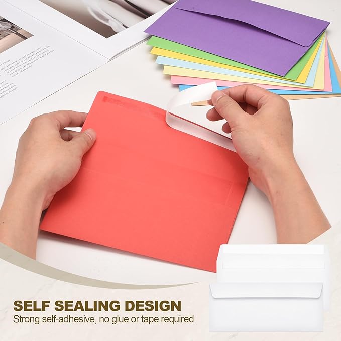 PATIKIL 100 Pack White #10 Business Envelopes, Colored Self Seal Letter Size Envelopes for Business Mailing Office Checks Invitation, 4-1/8 x 9-1/2 Inches