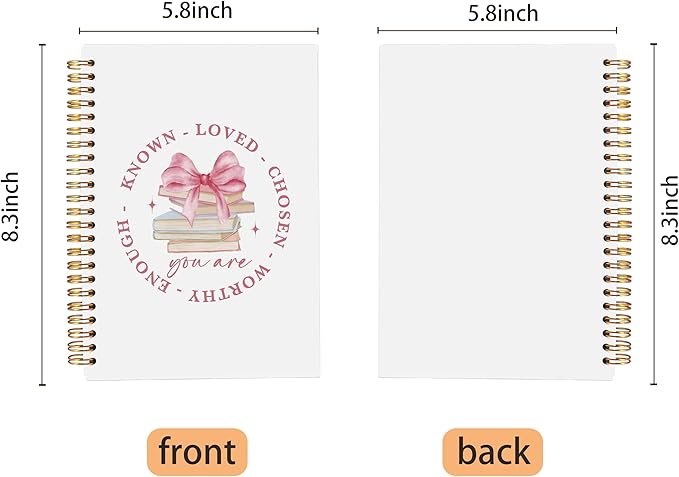 Pink Coquette Bow Notebook Journal, Affirmation Journal for Women, Positive Affirmation Gifts, Preppy Notebook, Pink Girly Notebook, Pink Office Supplies, Spiral Notebook 5.5x8.3 Inch