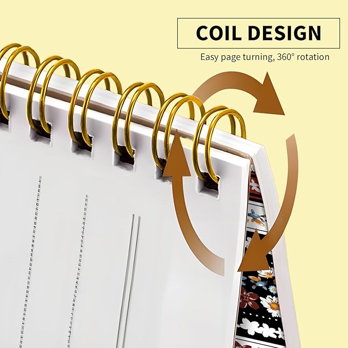 Spiral Journal Notebook, Hardcover Lined Journal for Women, Medium 6 x 8.4 in, 120 Pages Thick Paper, College Ruled Notebook for Writing, Work, Office, and School,Boho Stripe Colorful Flowers