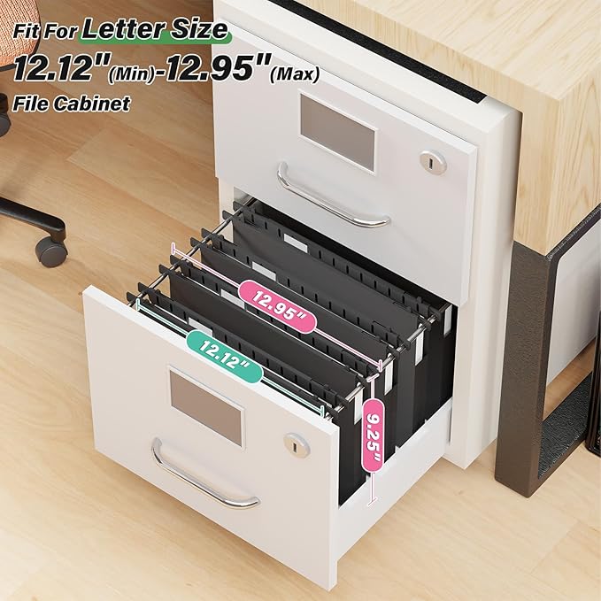 Ansook Extra Capacity Plastic Hanging File Folders,1" Expanding Accordian Pocket,Heavy Duty for Filing Cabinet, Hard and Durable Hang Folders,Insertable Tabs,Letter Size,Black- 12 Pack