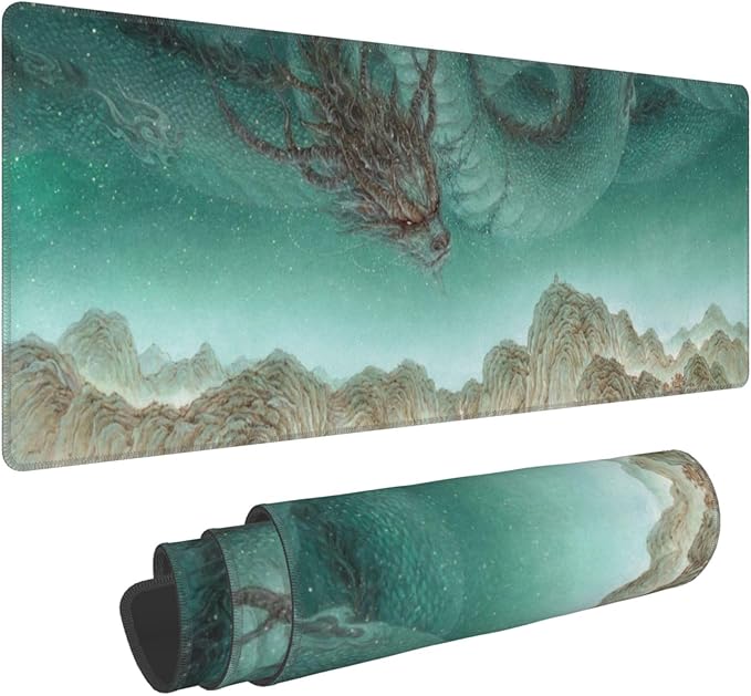 Dragon Large Mouse Pad, Japanese Anime Gaming Desk Mat, XL Keyboard Desk Pad Mat for Desktop, 31.5"x11.8" Non-Slip Base Big Mousepad with Stitched Edges