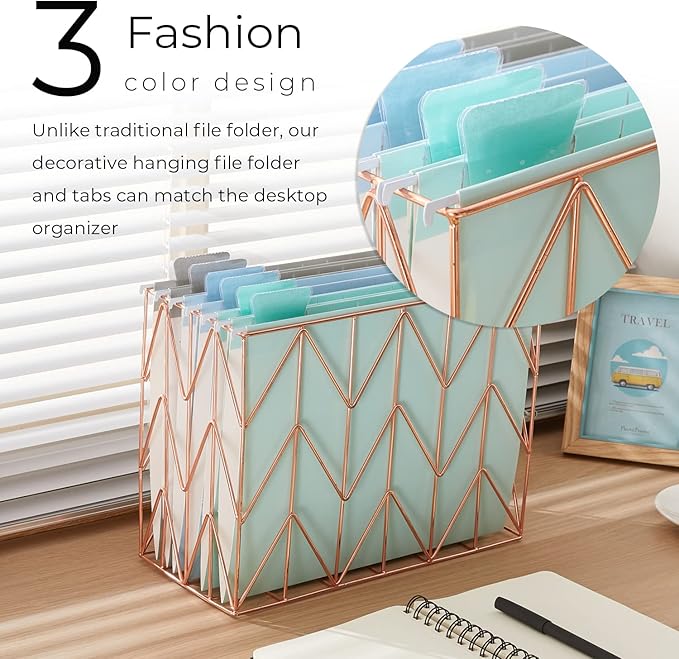 Y YOMA 6 Pack Colored Hanging File Folders Letter Size Decorative Hanging Folder Cute Pretty File Folder for Filing Cabinet Drawer Office Home with 1/5-Cut Adjustable Tabs, 3 Selected Fashion Color