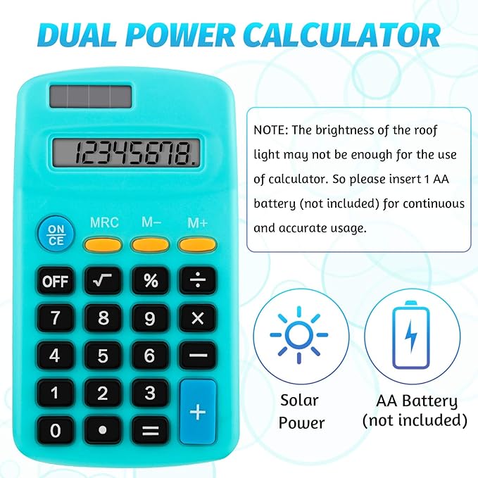 36 Pieces Operation Pocket Size Student Function Calculator Mini Colorful Basic Solar Battery Calculator Bulk for Student School Home Office Desktop Accounting Tools