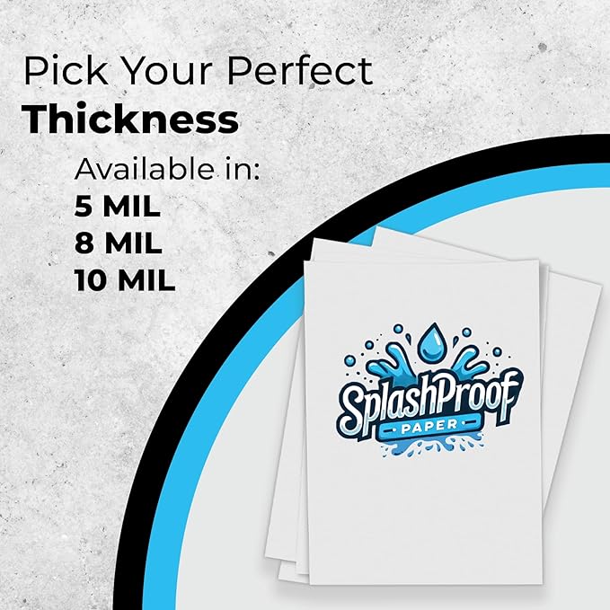 Printer Paper - 8.5" x 11", 10 Mil Thick Waterproof Paper, Laser Printer & Copy Machine Compatible (250 Sheets)