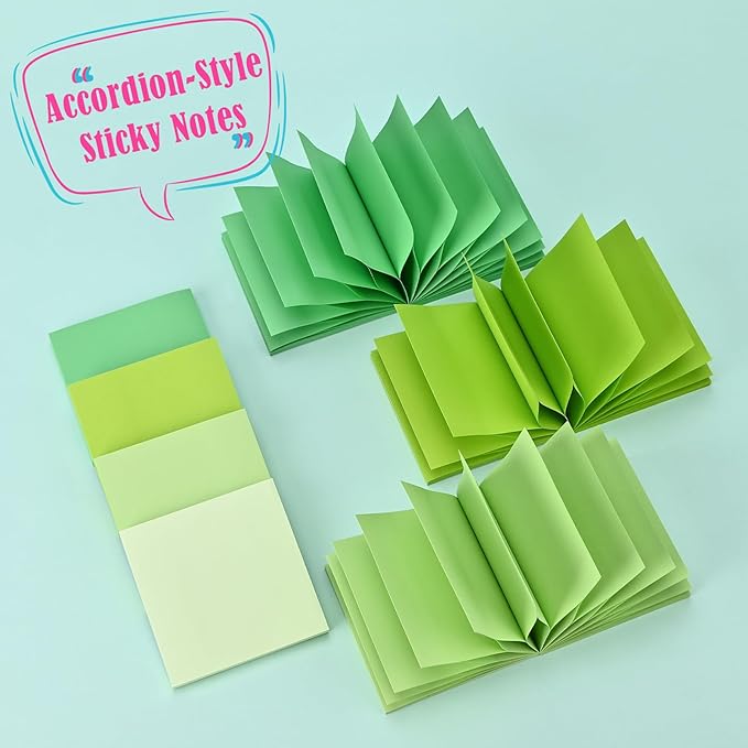 BAYTORY 640 Sheets Pop Paper Up Sticky Notes, 3 x 3 Inches, Self-Sticky Note Pads, Green Gradient Sticky Pads, Memo Pads for School Office Home Desk Accessories (Green Series)