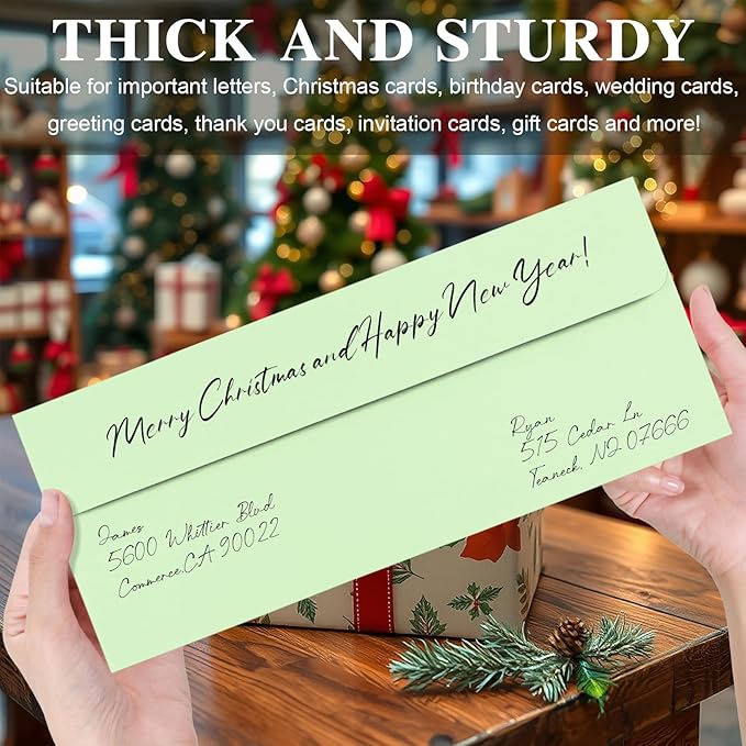 100 Pack Light Green #10 Business Envelopes, Standard Envelopes Self Seal, 4 1/8 x 9 1/2 Inch Letter Size Business Mailing Envelopes for Checks Invoices Statements Baby Shower Wedding Birthday