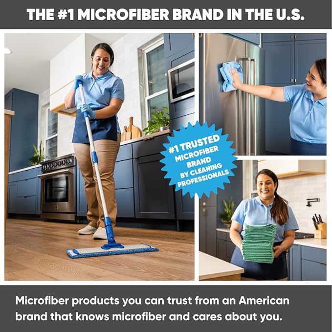 Microfiber Wholesale 18” Luxury Vinyl Plank Floor Mop | Deep Clean Without Damaging | Recommended by LVP Manufacturers | Heavy Duty Lightweight | Reusable Microfiber Mop Pads