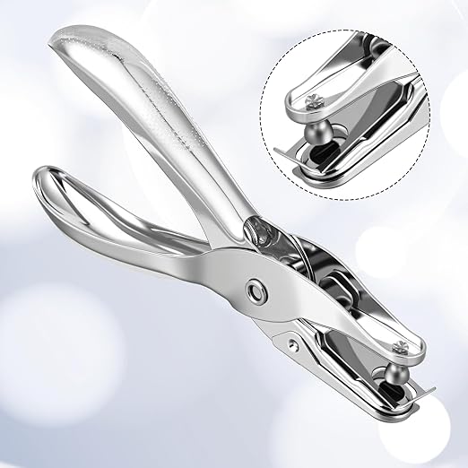 1 Pcs Circle Shaped Hole Handheld Paper Punches, 1/8 Inch Small Single Hole Punch, Mini Metal Hole-Punches for DIY Craft Paper, Tags, Ticket, Greeting Cards for Home, Office, 8 Sheet Punch Capacity