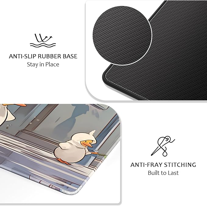 Auhoahsil Desk Mat, Ultra Large Mouse Pad, XXL Gaming Mousepad, Pretty Desk Pad, Big Extended Full Size Desktop Desk Matt for Keyboard, Laptop & Computer, 35.5 x 15.7 in, Anime Cute Ducks