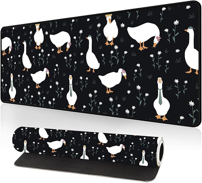 Large Desk Mat, Desk Matt for Desktop, Computer Gaming Mouse Pads, Anti-Slip Rubber Base, Stitched Edges Soft Mat for Desktop Office Home 31.5 x 11.8 Inches (Funny Ducks)