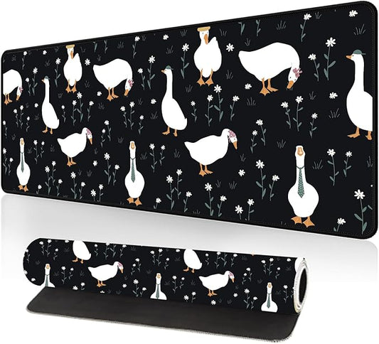 Large Desk Mat, Desk Matt for Desktop, Computer Gaming Mouse Pads, Anti-Slip Rubber Base, Stitched Edges Soft Mat for Desktop Office Home 31.5 x 11.8 Inches (Funny Ducks)
