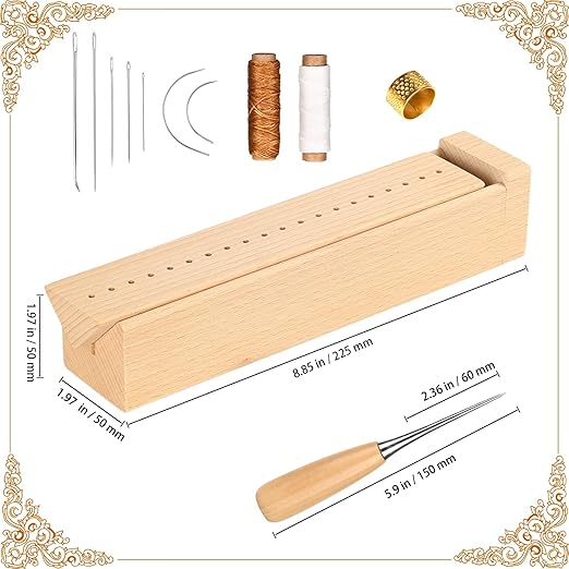 Beech Wood Book Binding Cradle with an Awl,Book Binding Kits Used for Bookbinding Hole Punching,Sturdy and Durable, Easy to Store, Bookbinding Supplies Punch Tools