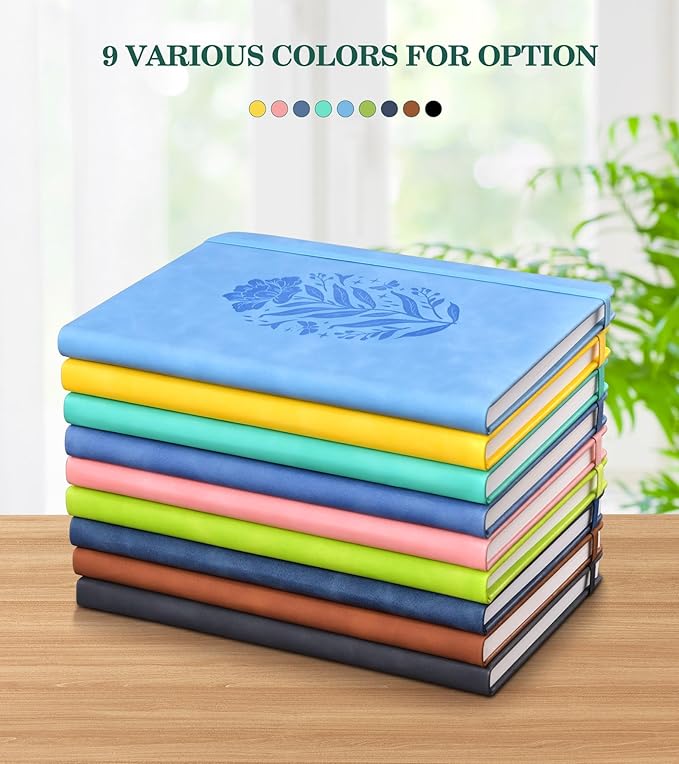 Lined Journal Notebook for Women, A5 Green Hardcover Leather Journals for Writing, 200 Pages Travel Daily Journal,Thick College Ruled Notebook for Work School, Note Taking, Business 5.75'' X 8.38''